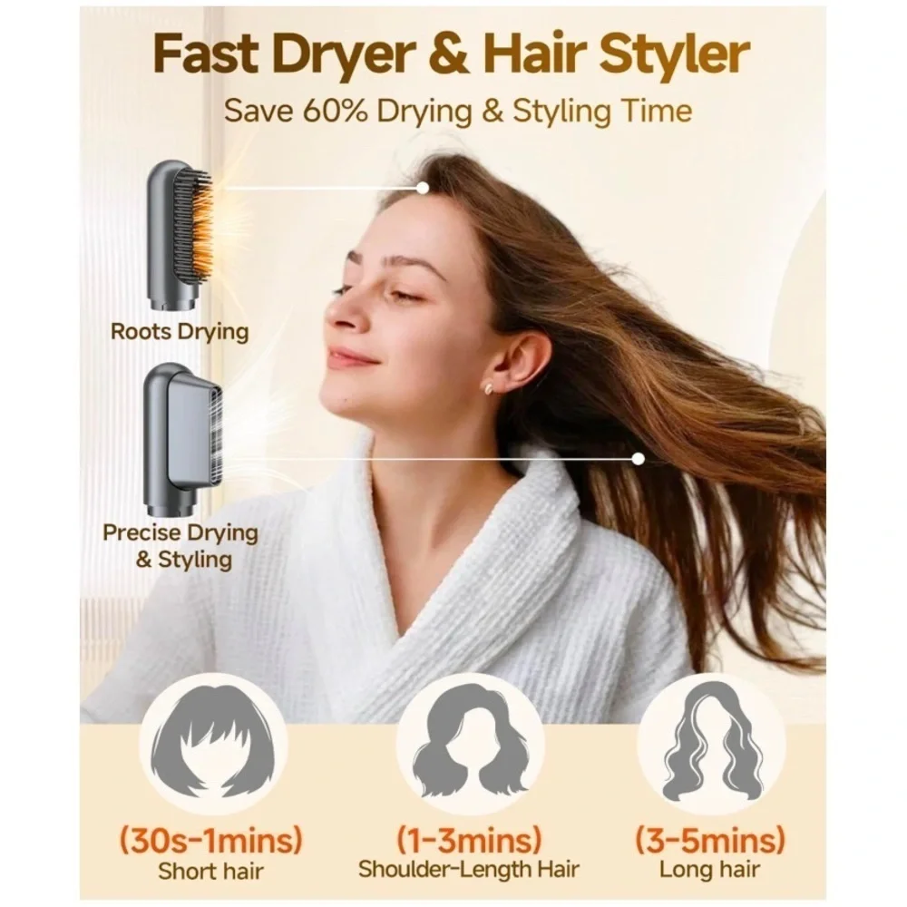 Hair Dryer Brush 6 in 1 Air Styling & Drying Multi-Styler Auto-Wrap Curlers #AM9